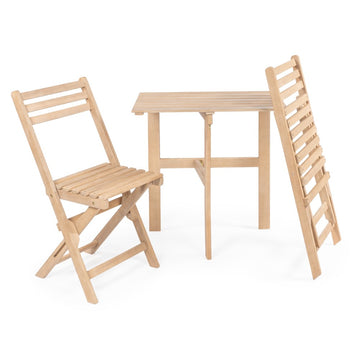 Nerja Modern Traditional 3-Piece Acacia Wood Outdoor Folding Bistro Set - JONATHAN Y